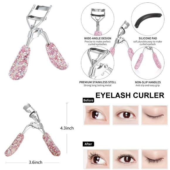 NWT Sparkling Crystal Rhinestone Bling Pink Stocking Stuffers Makeup Bru… - Picture 13 of 17